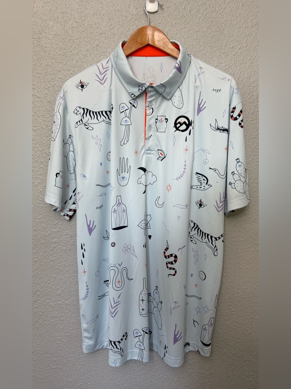 Swannies | Brock Doodle Print Golf Polo Shirt | Size XL - Picture 3 of 6